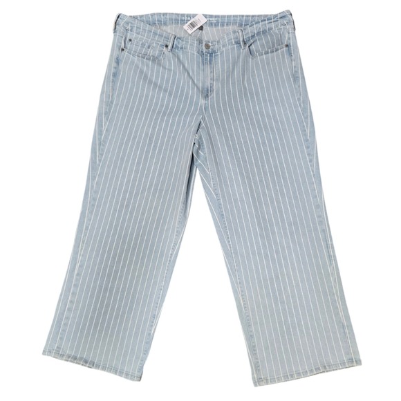 Torrid Plus Size 24 Tall Wide Leg Jeans Indigo Pinstripe Vintage Stretch Midrise - Picture 1 of 9